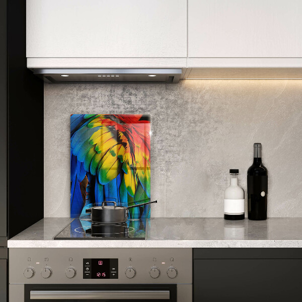 Protection pour plaque de cuisson Plumes de perroquet colorées