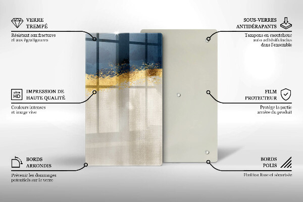 Planche à découper verre Abstraction de l'or