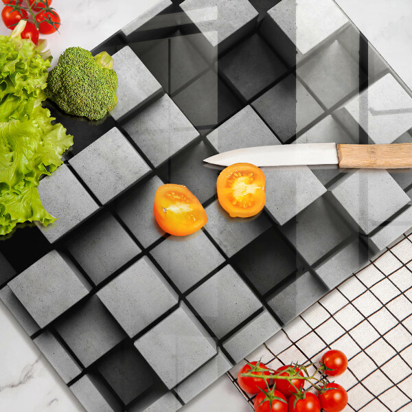 Planche à découper verre Carrés 3D abstraits