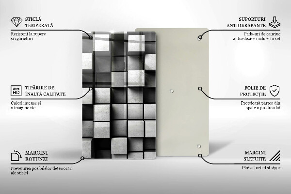 Planche à découper verre Carrés 3D abstraits