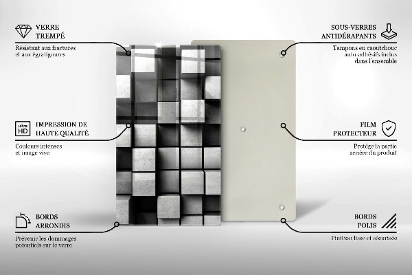 Planche à découper verre Carrés 3D abstraits