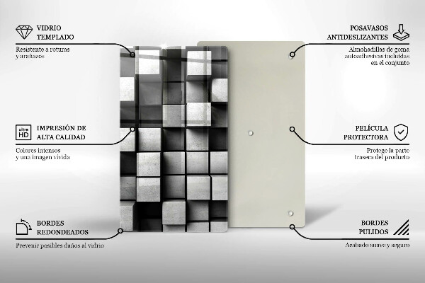 Planche à découper verre Carrés 3D abstraits