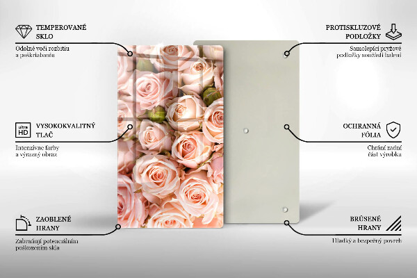 Planche à découper verre Bouquet de roses délicates