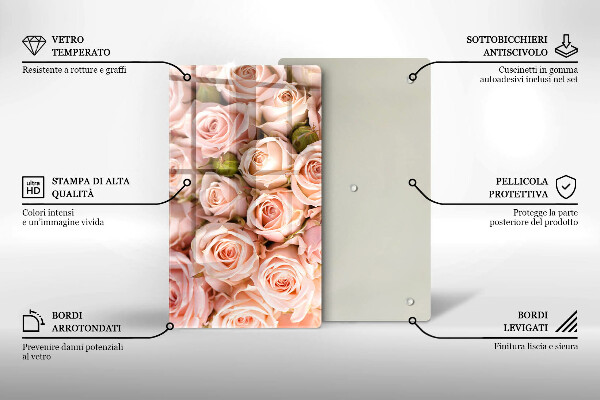 Planche à découper verre Bouquet de roses délicates