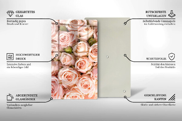 Planche à découper verre Bouquet de roses délicates