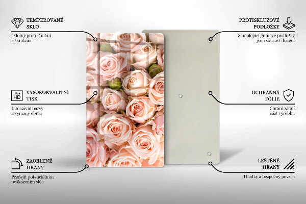 Planche à découper verre Bouquet de roses délicates