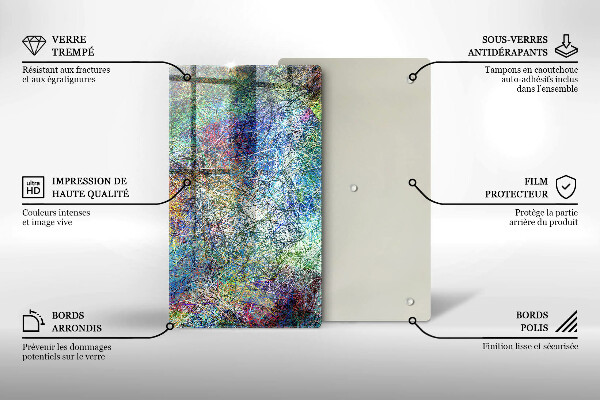 Planche à découper verre Abstraction de lignes colorées