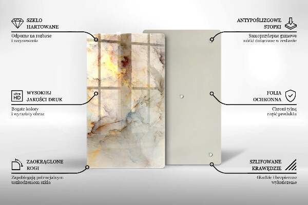 Protection pour plaque de cuisson Texture de marbre avec de l'or