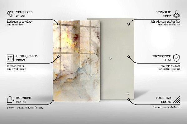 Protection pour plaque de cuisson Texture de marbre avec de l'or