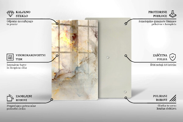 Protection pour plaque de cuisson Texture de marbre avec de l'or