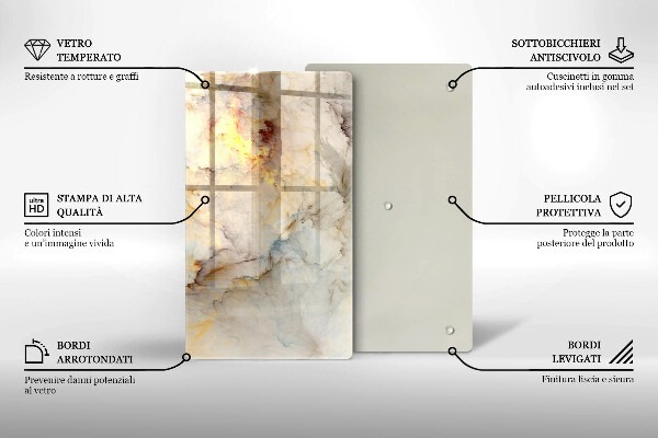 Protection pour plaque de cuisson Texture de marbre avec de l'or