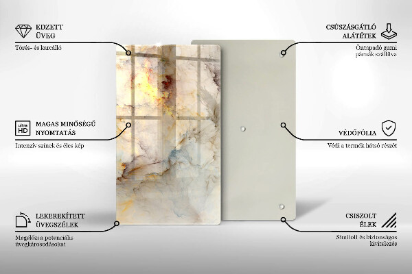 Protection pour plaque de cuisson Texture de marbre avec de l'or