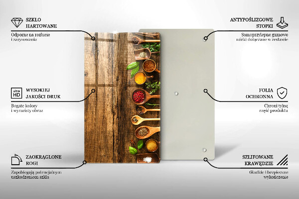 Planche à découper verre Cuillères en bois d'épices