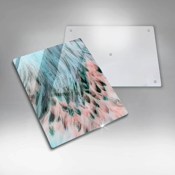 Planche à découper verre Plumes d'oiseaux bohèmes