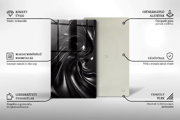 Protection pour plaque de cuisson Messe noire abstraite