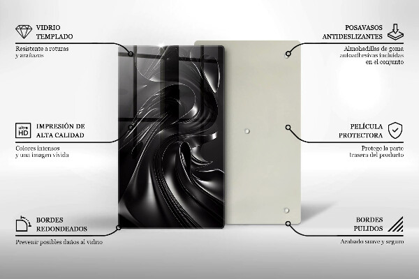 Protection pour plaque de cuisson Messe noire abstraite