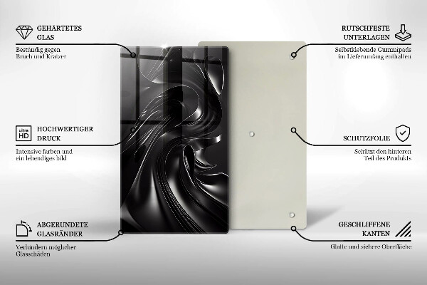 Protection pour plaque de cuisson Messe noire abstraite