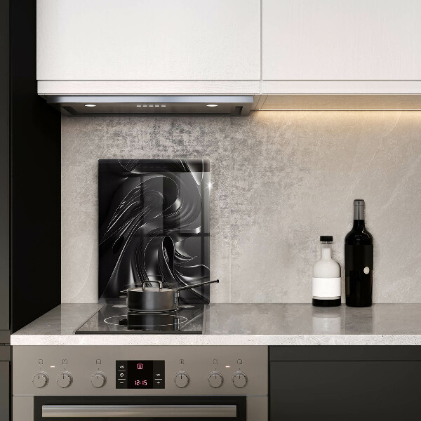 Protection pour plaque de cuisson Messe noire abstraite
