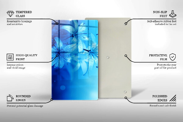 Protection pour plaque de cuisson Fleurs bleues