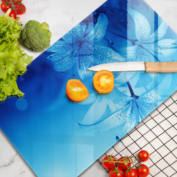 Protection pour plaque de cuisson Fleurs bleues