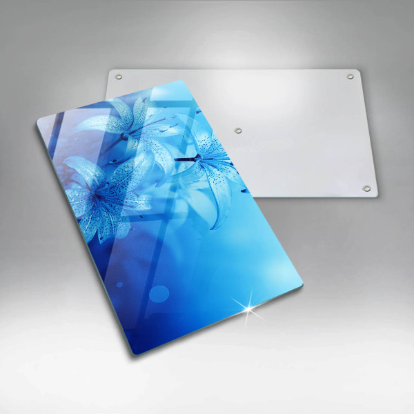 Protection pour plaque de cuisson Fleurs bleues