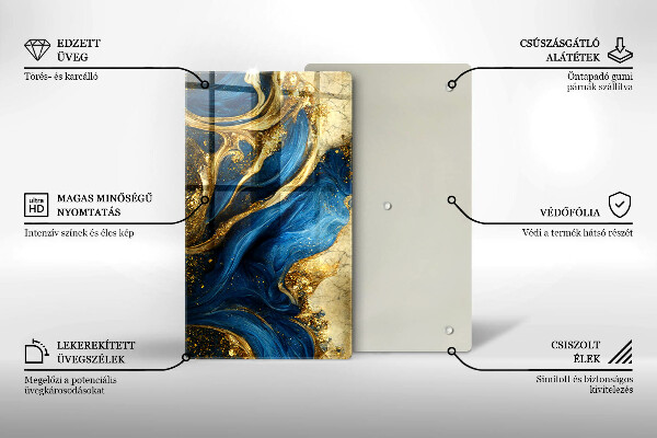 Protection pour plaque de cuisson Marbre bleu et or