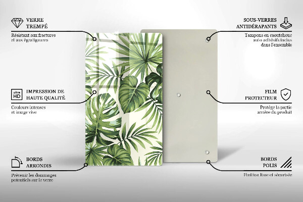 Protection pour plaque de cuisson Illustration de feuilles de Monstera
