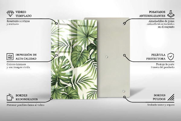 Protection pour plaque de cuisson Illustration de feuilles de Monstera