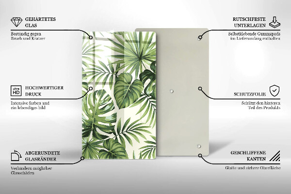Protection pour plaque de cuisson Illustration de feuilles de Monstera