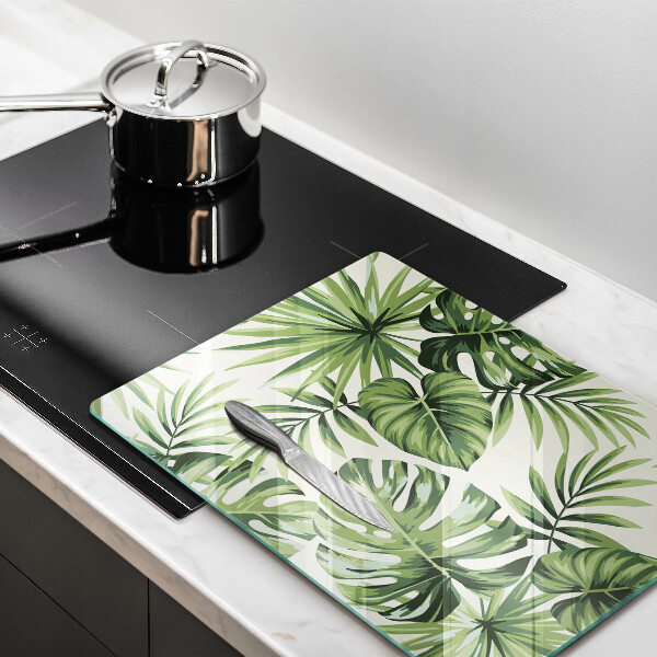 Protection pour plaque de cuisson Illustration de feuilles de Monstera