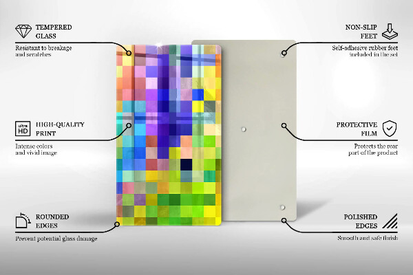 Planche à découper verre Carrés de pixels colorés