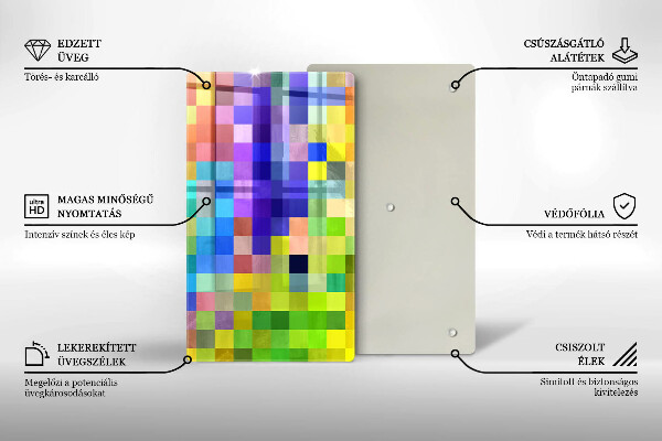 Planche à découper verre Carrés de pixels colorés