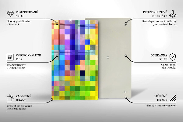 Planche à découper verre Carrés de pixels colorés