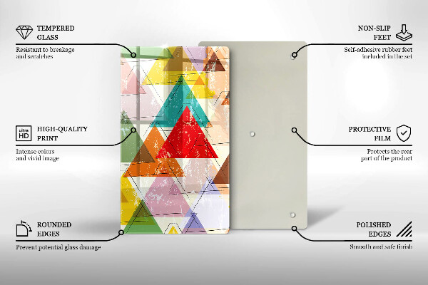 Planche à découper verre Triangles peints