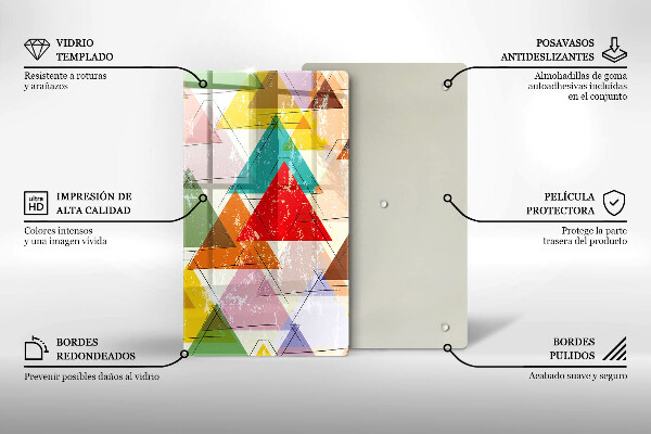 Planche à découper verre Triangles peints