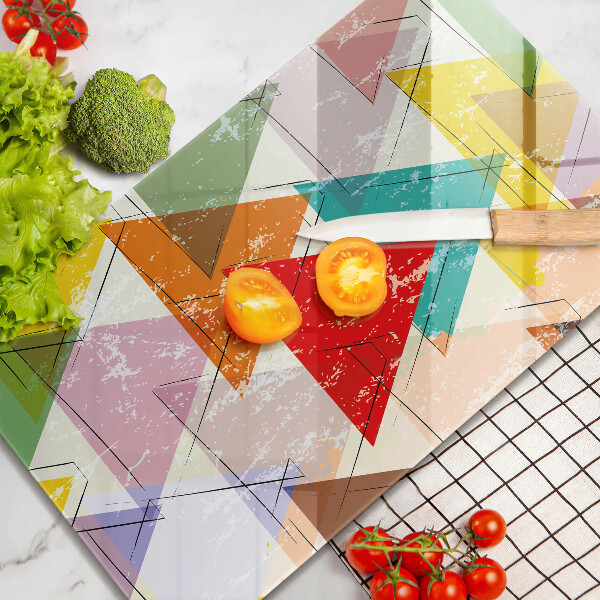 Planche à découper verre Triangles peints