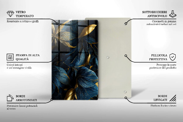 Protection pour plaque de cuisson Feuilles décoratives avec de l'or