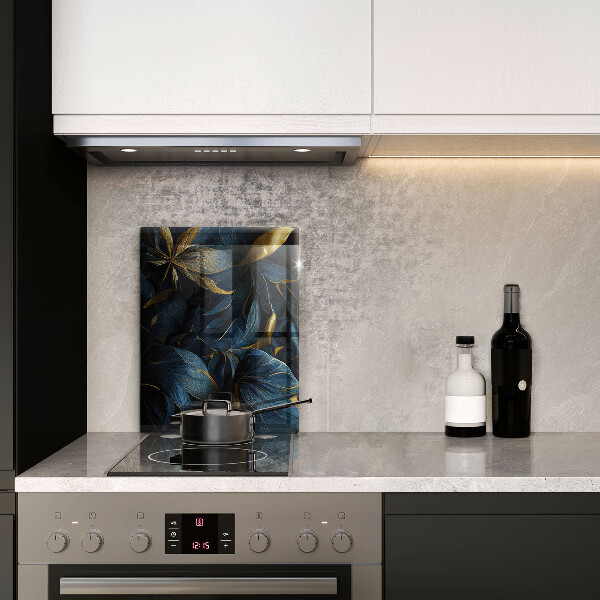 Protection pour plaque de cuisson Feuilles décoratives avec de l'or