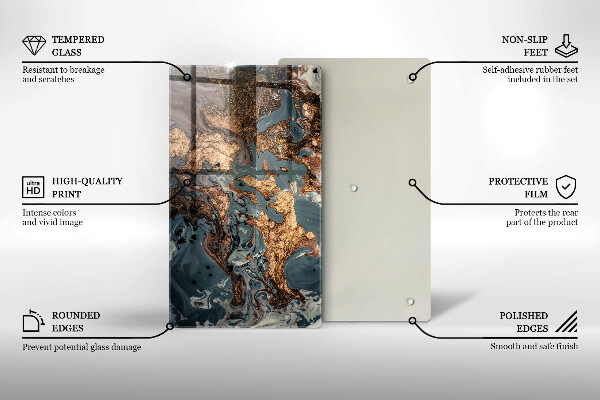 Protection pour plaque de cuisson Rocher décoratif avec de l'or