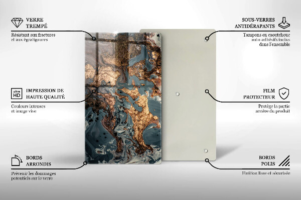 Protection pour plaque de cuisson Rocher décoratif avec de l'or