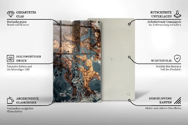 Protection pour plaque de cuisson Rocher décoratif avec de l'or