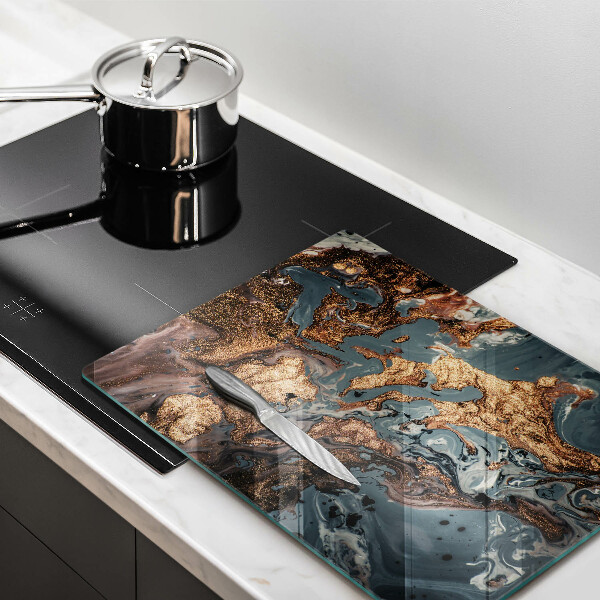 Protection pour plaque de cuisson Rocher décoratif avec de l'or