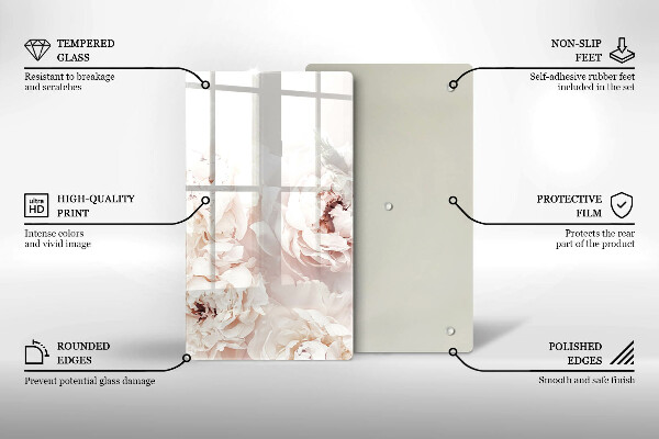 Protection pour plaque de cuisson Pivoines pastel