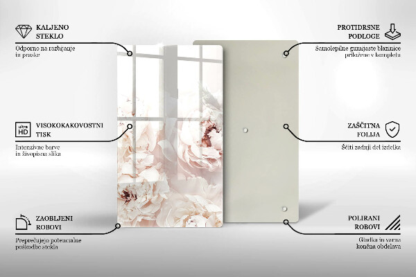 Protection pour plaque de cuisson Pivoines pastel