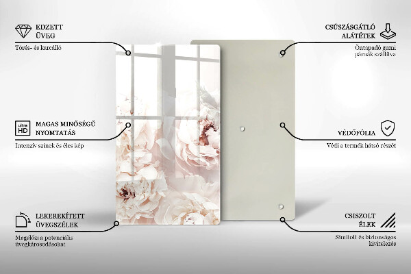 Protection pour plaque de cuisson Pivoines pastel