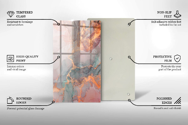 Protection pour plaque de cuisson Marbre avec de l'or