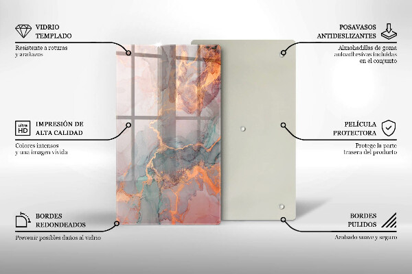 Protection pour plaque de cuisson Marbre avec de l'or