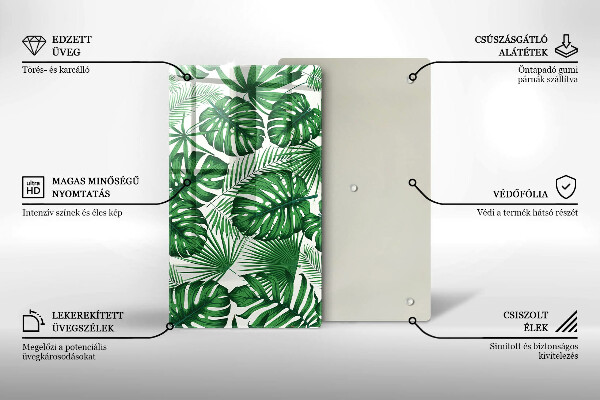 Planche à découper verre Feuilles de monstre