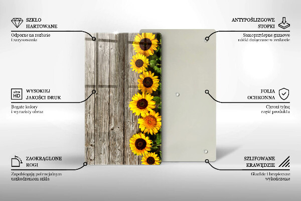 Planche à découper verre Tournesols sur planches