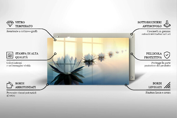 Protège plaque de cuisson Fleurs de lys sur l'eau